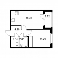 2 ккв (Евро) № 322 Корп.: C , Секция 7  в ЖК Квартал Заречье