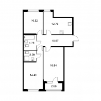 3 ккв № 278 Корп.: C , Секция 6  в ЖК Квартал Заречье