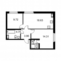3 ккв (Евро) № 254 Корп.: D , Секция 5  в ЖК Квартал Заречье