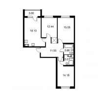 4 ккв (Евро) № 300 Корп.: D , Секция 6  в ЖК Квартал Заречье