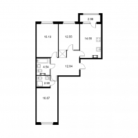 3 ккв № 12 Корп.: C , Секция 1  в ЖК Квартал Заречье