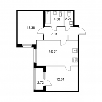 3 ккв (Евро) № 169 Корп.: B , Секция 4  в ЖК Квартал Заречье