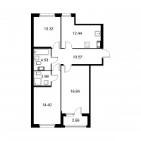 3 ккв № 284 Корп.: C , Секция 6  в ЖК Квартал Заречье
