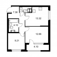 2 ккв № 282 Корп.: C , Секция 6  в ЖК Квартал Заречье