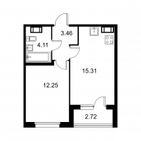 2 ккв (Евро) № 424 Корп.: B , Секция 8  в ЖК Квартал Заречье