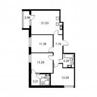 4 ккв (Евро) № 177 Корп.: D , Секция 3  в ЖК Квартал Заречье