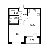 2 ккв (Евро) № 58 Корп.: C , Секция 2  в ЖК Квартал Заречье