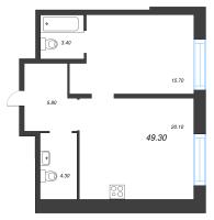 2 ккв (Евро) № 141 Корп.: 3 Уч. 4-10 , Секция 6  в ЖК ЛДМ