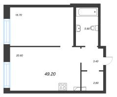 2 ккв (Евро) № 349 Корп.: 5 Уч. 12-15 , Секция 14  в ЖК ЛДМ