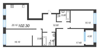 4 ккв (Евро) № 177 Корп.: 3 Уч. 4-10 , Секция 7  в ЖК ЛДМ