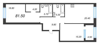 3 ккв (Евро) № 140 Корп.: 3 Уч. 4-10 , Секция 6  в ЖК ЛДМ