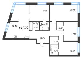 5 ккв (Евро) № 105 Корп.: 3 Уч. 4-10 , Секция 4  в ЖК ЛДМ