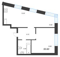 2 ккв (Евро) № 368 Корп.: 5 Уч. 12-15 , Секция 15  в ЖК ЛДМ