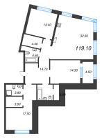 4 ккв (Евро) № 390 Корп.: 6 Уч. 16 , Секция 16  в ЖК ЛДМ