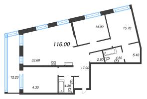 4 ккв (Евро) № 439 Корп.: 7 Уч. 17 , Секция 17  в ЖК ЛДМ