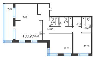 4 ккв (Евро) № 438 Корп.: 7 Уч. 17 , Секция 17  в ЖК ЛДМ