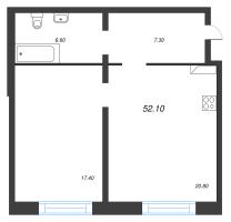 2 ккв (Евро) № 457 Корп.: 7 Уч. 17 , Секция 17  в ЖК ЛДМ