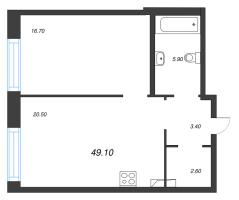 2 ккв (Евро) № 352 Корп.: 5 Уч. 12-15 , Секция 14  в ЖК ЛДМ