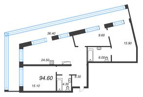 4 ккв (Евро) № 459 Корп.: 7 Уч. 17 , Секция 17  в ЖК ЛДМ