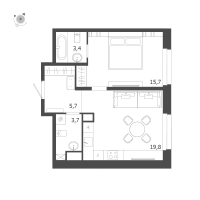 2 ккв (Евро) № 156 Корп.: 3 Уч. 4-10 , Секция 6  в ЖК ЛДМ