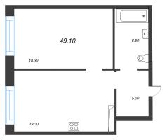 2 ккв (Евро) № 35 Корп.: 1 Уч. 1 , Секция 1  в ЖК ЛДМ