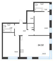 3 ккв (Евро) № 215 Корп.: 3 Уч. 4-10 , Секция 9  в ЖК ЛДМ