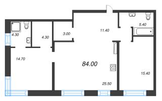 3 ккв (Евро) № 16 Корп.: 1 Уч. 1 , Секция 1  в ЖК ЛДМ