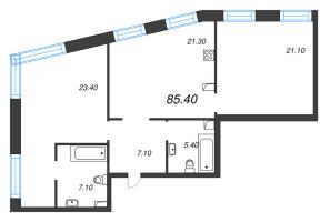 3 ккв (Евро) № 238 Корп.: 3 Уч. 4-10 , Секция 10  в ЖК ЛДМ