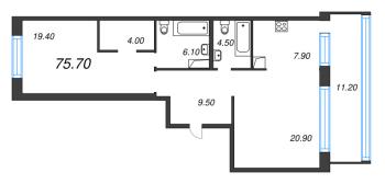 2 ккв (Евро) № 138 Корп.: 3 Уч. 4-10 , Секция 5  в ЖК ЛДМ