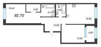 3 ккв (Евро) № 132 Корп.: 3 Уч. 4-10 , Секция 5  в ЖК ЛДМ