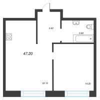 2 ккв (Евро) № 411 Корп.: 6 Уч. 16 , Секция 16  в ЖК ЛДМ