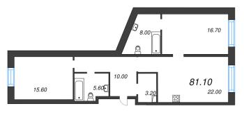 3 ккв (Евро) № 163 Корп.: 3 Уч. 4-10 , Секция 7  в ЖК ЛДМ