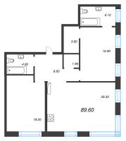 3 ккв (Евро) № 204 Корп.: 3 Уч. 4-10 , Секция 9  в ЖК ЛДМ