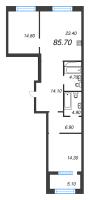 3 ккв (Евро) № 243 Корп.: 3 Уч. 4-10 , Секция 10  в ЖК ЛДМ