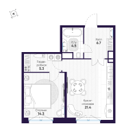 2 ккв (Евро) № 240 Корп.: 3 Уч. 4-10 , Секция 10  в ЖК ЛДМ