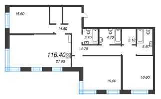 4 ккв (Евро) № 448 Корп.: 7 Уч. 17 , Секция 17  в ЖК ЛДМ