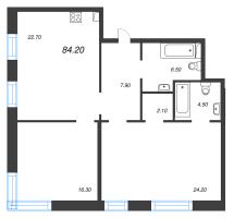 3 ккв (Евро) № 233 Корп.: 3 Уч. 4-10 , Секция 10  в ЖК ЛДМ