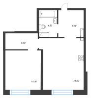 2 ккв (Евро) № 244 Корп.: 3 Уч. 4-10 , Секция 10  в ЖК ЛДМ