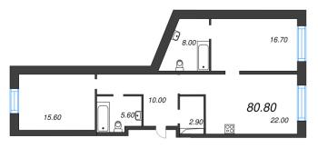 3 ккв (Евро) № 169 Корп.: 3 Уч. 4-10 , Секция 7  в ЖК ЛДМ