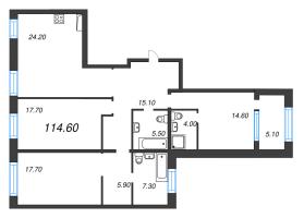 4 ккв (Евро) № 151 Корп.: 3 Уч. 4-10 , Секция 6  в ЖК ЛДМ