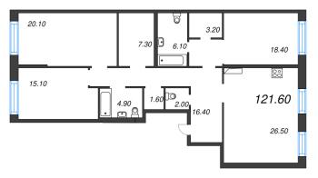 4 ккв (Евро) № 353 Корп.: 5 Уч. 12-15 , Секция 14  в ЖК ЛДМ