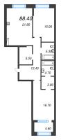 3 ккв (Евро) № 328 Корп.: 5 Уч. 12-15 , Секция 13  в ЖК ЛДМ