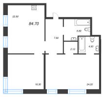 3 ккв (Евро) № 225 Корп.: 3 Уч. 4-10 , Секция 10  в ЖК ЛДМ