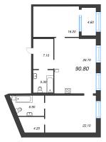 3 ккв (Евро) № 189 Корп.: 3 Уч. 4-10 , Секция 8  в ЖК ЛДМ
