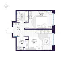 2 ккв (Евро) № 179 Корп.: 3 Уч. 4-10 , Секция 7  в ЖК ЛДМ