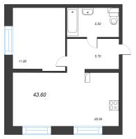 2 ккв (Евро) № 128 Корп.: 1 , Секция 3  в ЖК LOVO