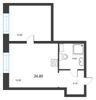 2 ккв (Евро) № 130 Корп.: 1 , Секция 3  в ЖК LOVO