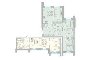 4 ккв (Евро) № 127 Корп.: 1 , Секция 3  в ЖК LOVO