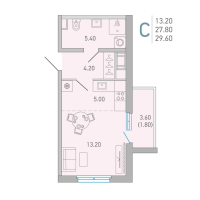 Студия № 185 Корп.: 1 , Секция 1  в ЖК LOVO