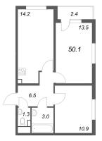 2 ккв № 23 Корп.: 2 , Секция 1  в ЖК ЛСР. Ржевский парк